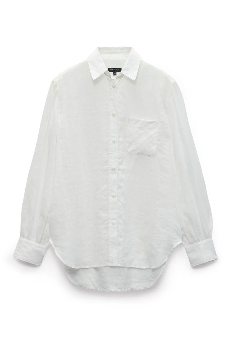 Maxine Linen Button-Up Shirt, Alternate, color, WHITE