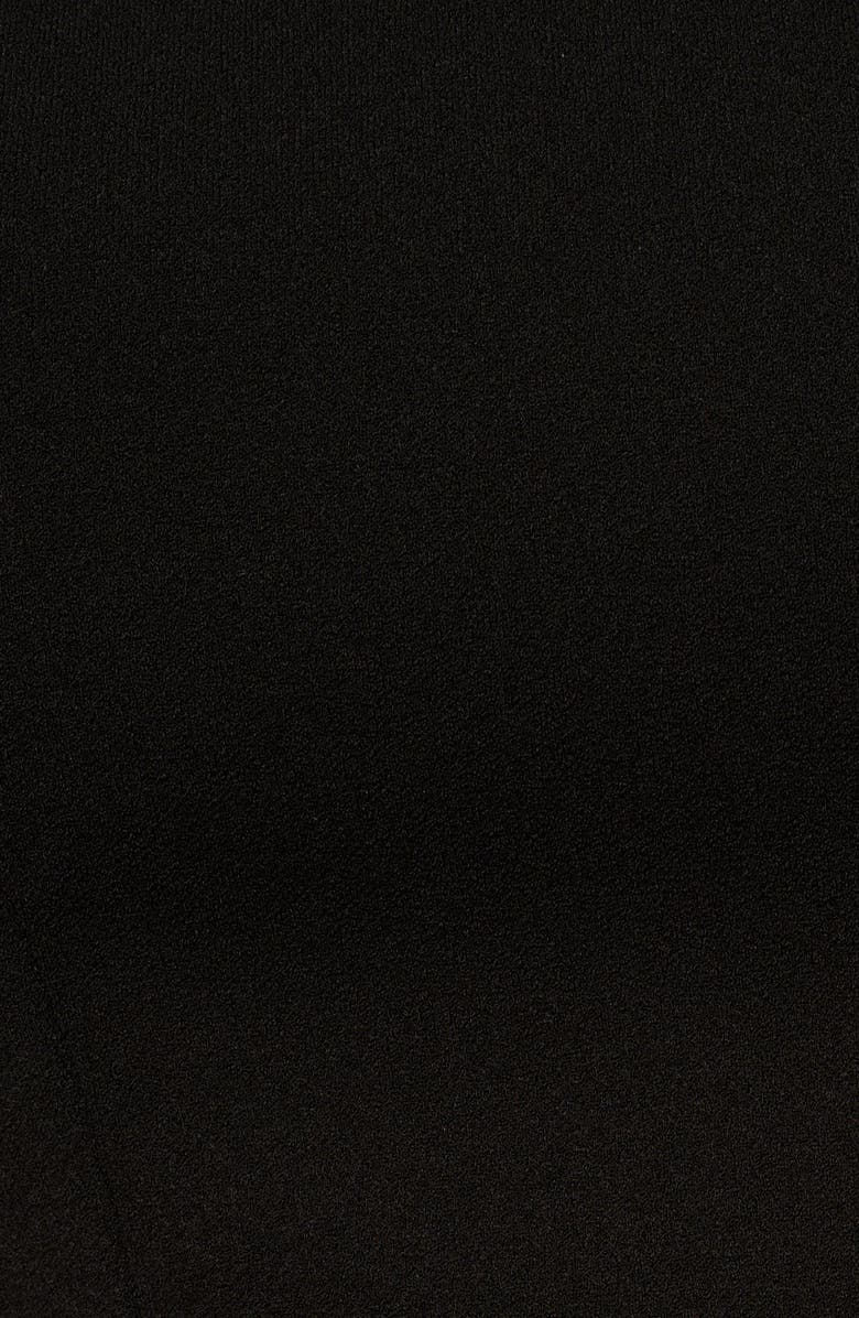 Adrianna Papell Beaded Appliqué Ruffle Crepe Gown, Alternate, color, Black