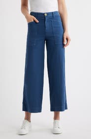 Frank & Eileen Stretch Cotton & Linen Crop Wide Leg Carpenter Pants
