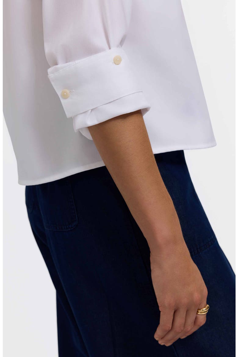 Jodie Cotton Blend Button-Up Shirt, Alternate, color, WHITE