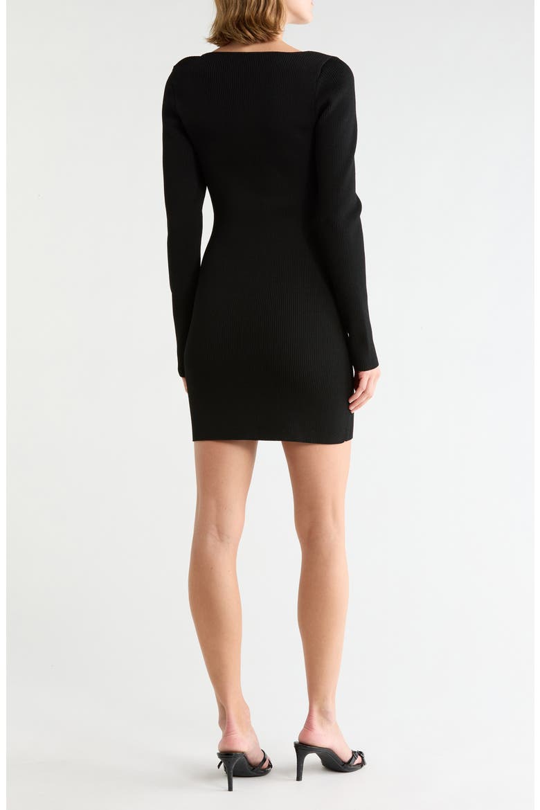Lyl Keyhole Ribbed Minidress, Alternate, color, BLACK