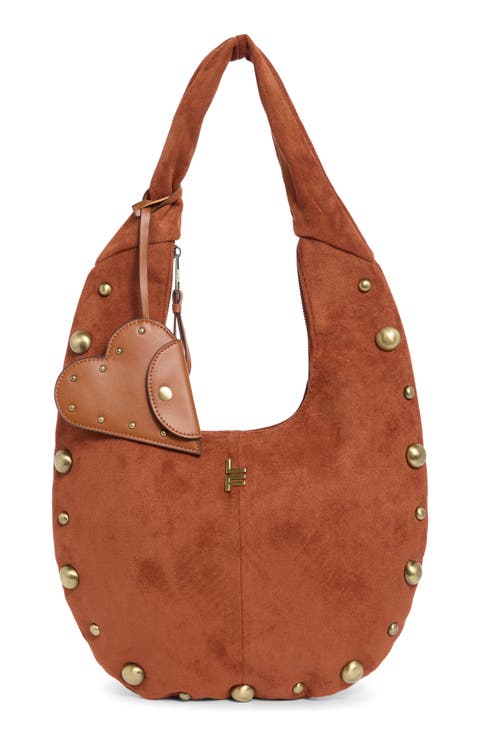 Faux Suede Bubble Stud Hobo