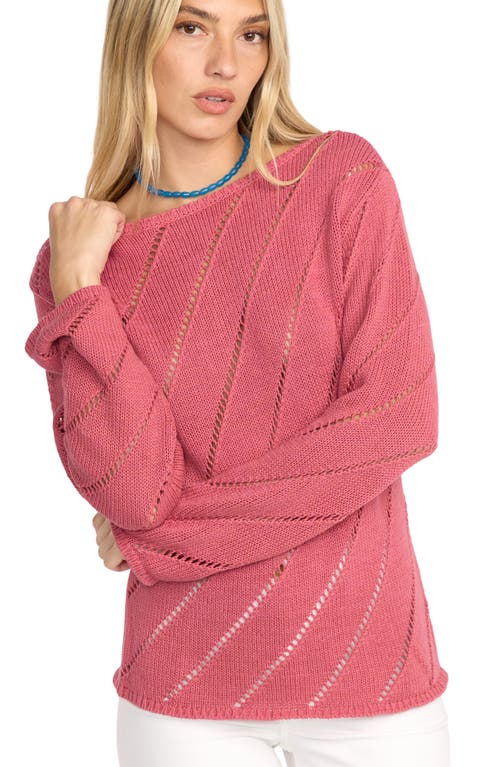 Billabong Sun Lum Open Stitch Sweater In Pink