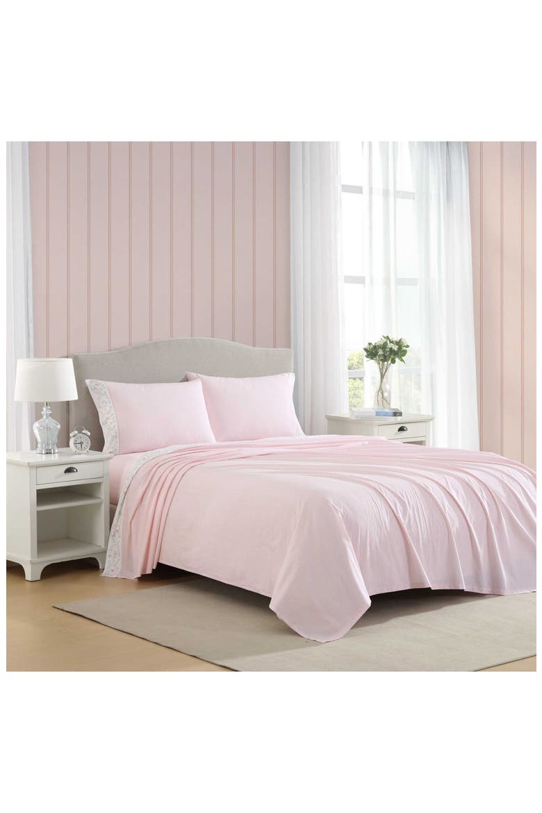 Victorian Scroll 200-Thread Count Cotton Percale Sheet Set, Alternate, color, LIGHT-PASTEL PINK