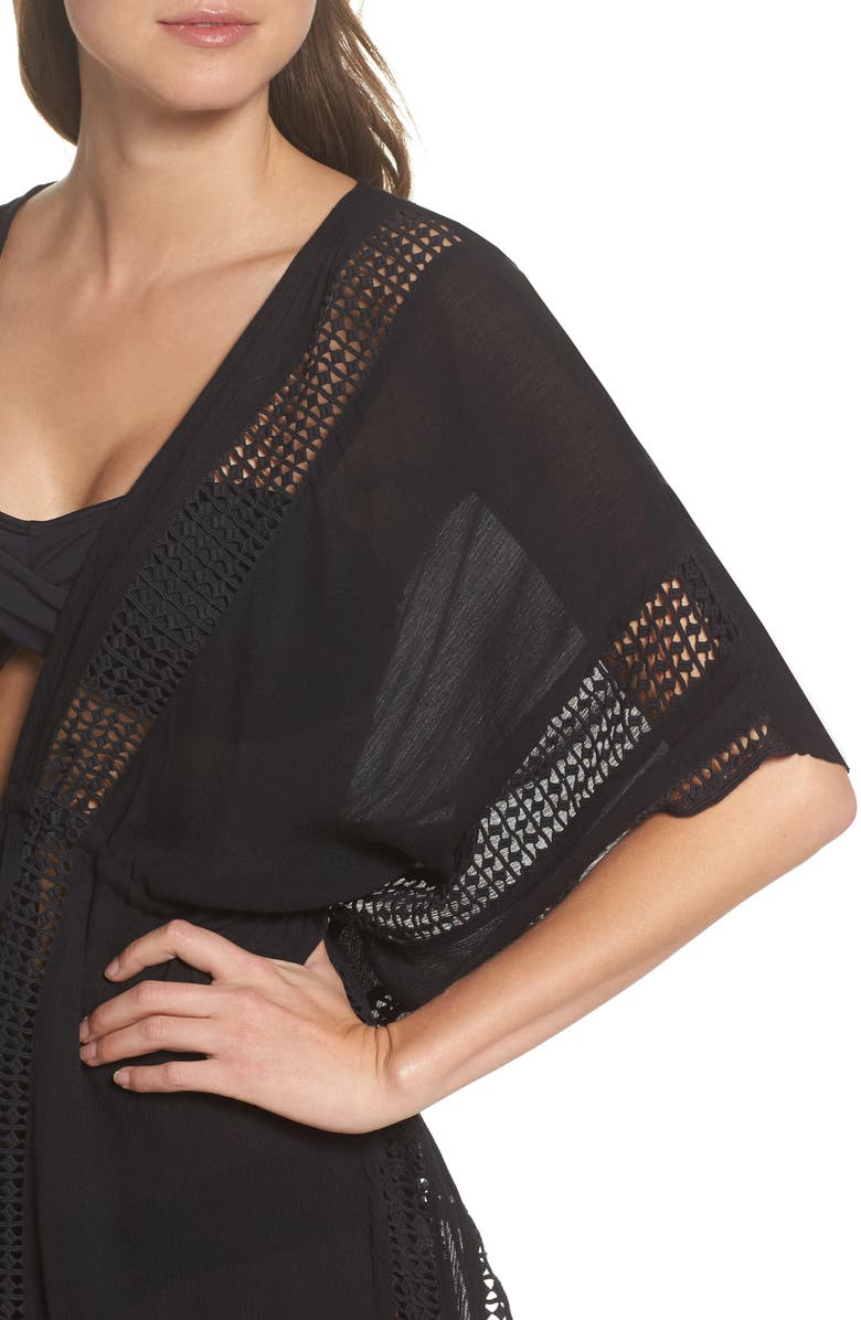 Elan Crochet Cover-Up Tunic, Alternate, color, Black