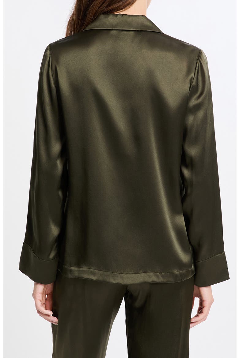 Pearly Silk Chemise Button-Up Pajama Shirt, Alternate, color, KAKI