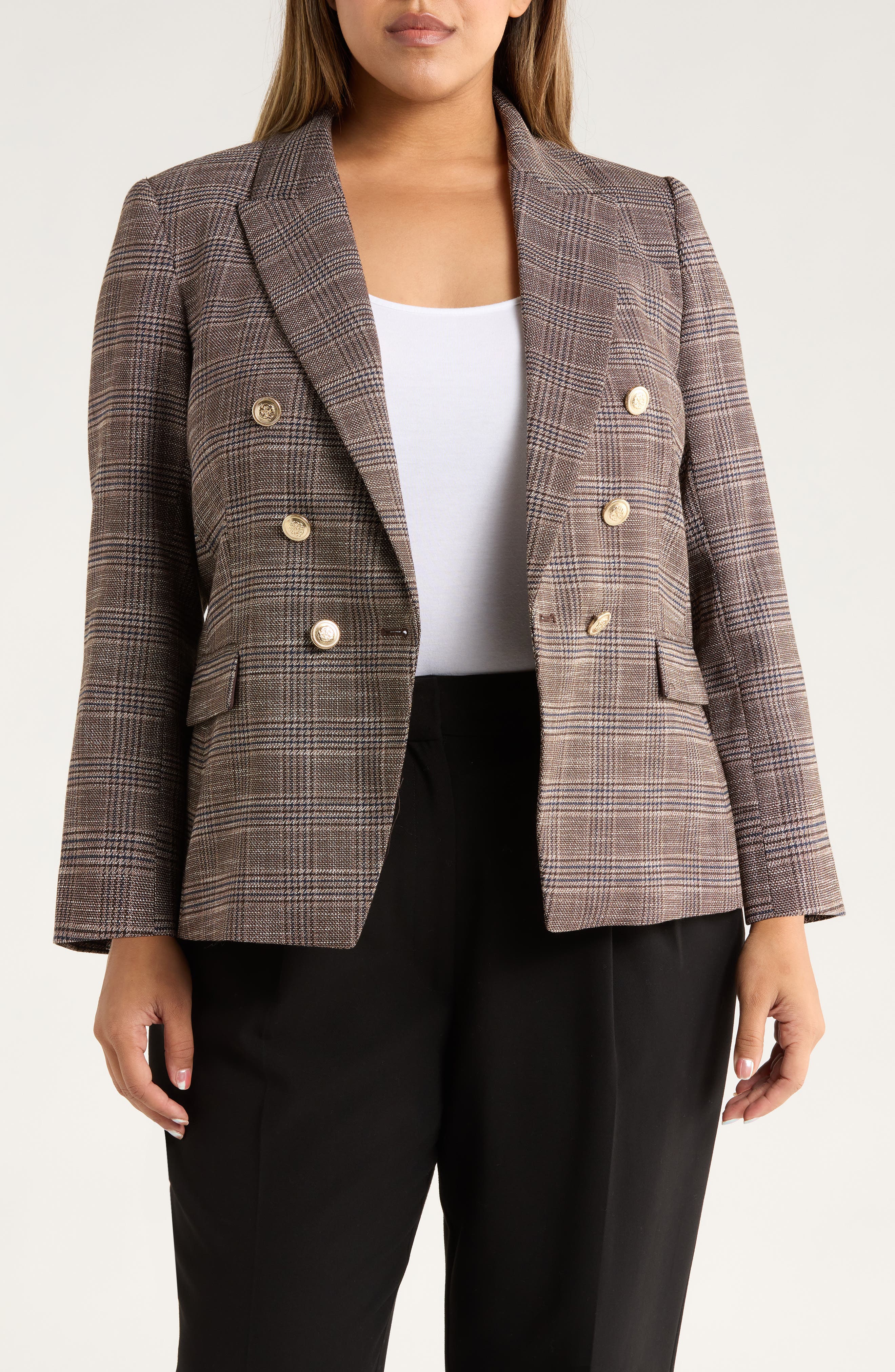 Plaid Double Breasted Blazer