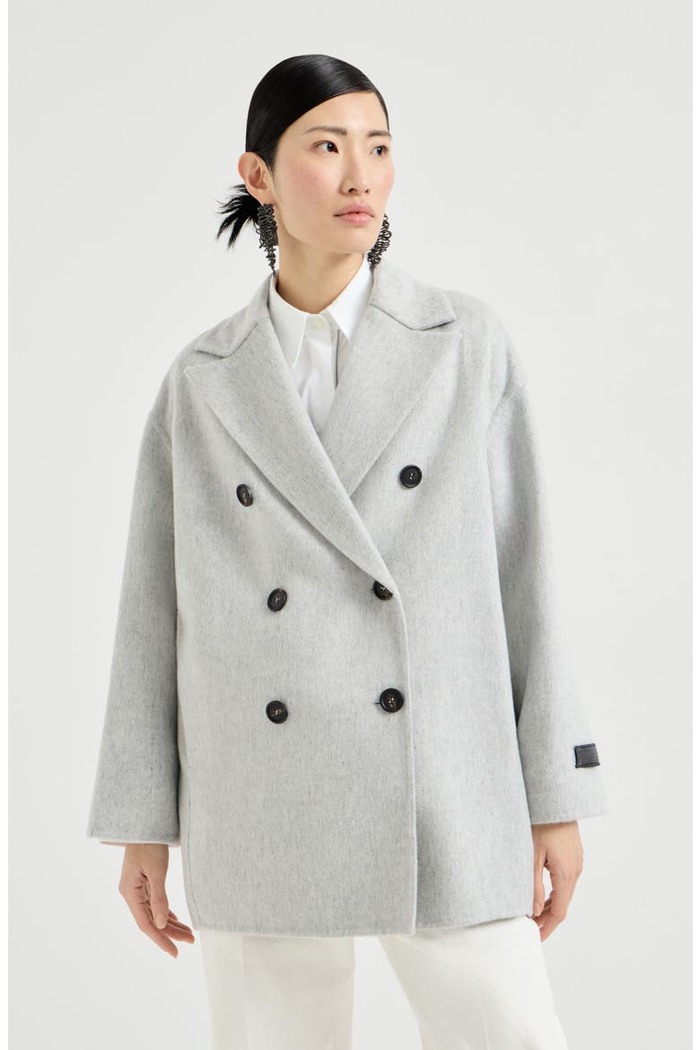 Cashmere double beaver cloth pea coat, Main, color, Light Grey