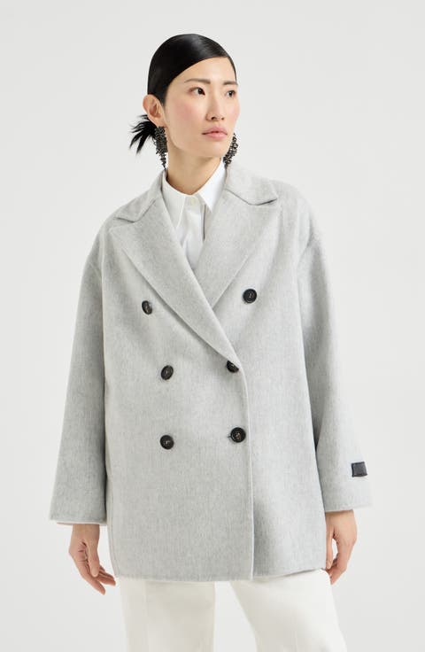 Cashmere double beaver cloth pea coat