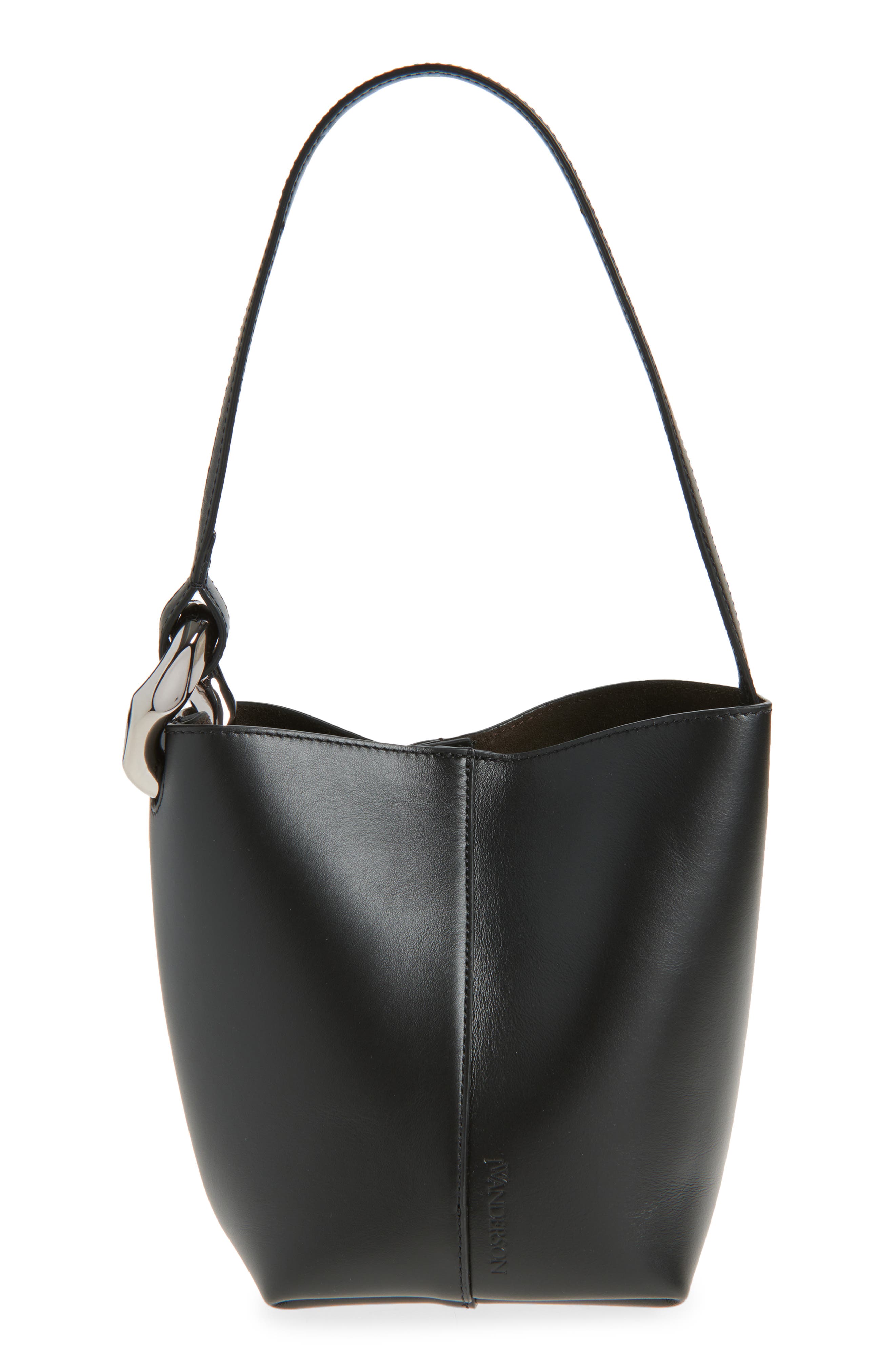 JW Anderson Small JWA Corner Leather Bucket Bag, Alternate, color, Black 999