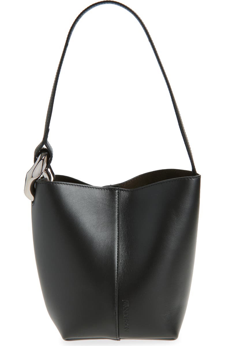 JW Anderson Small JWA Corner Leather Bucket Bag, Alternate, color, Black 999