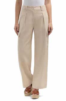 Ellen Tracy Wide Leg Linen Blend Cargo Pants