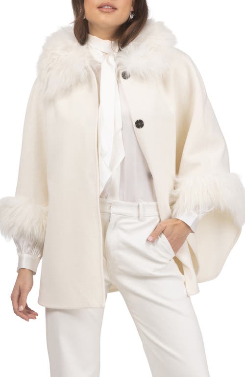 Gorski Select Wool Cape With Select Lamb Collar And Cuffs In White