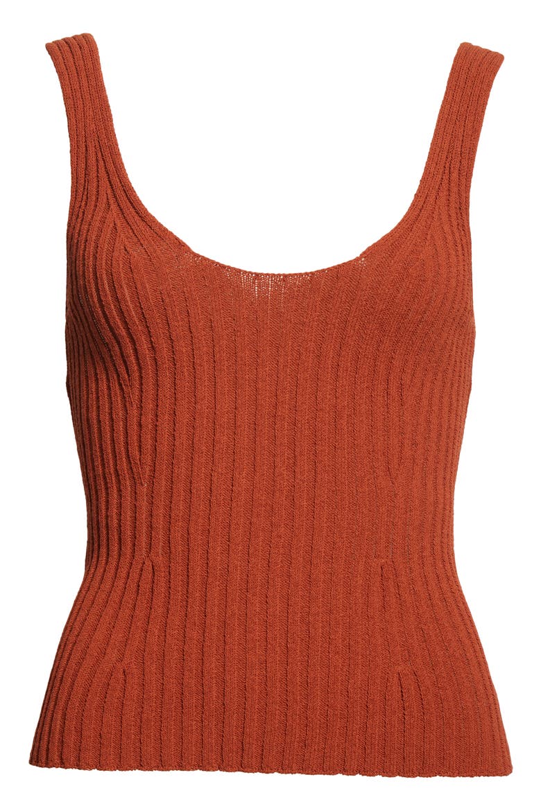 Rib Tie Back Cotton Blend Tank Top, Alternate, color, RUST AMBER