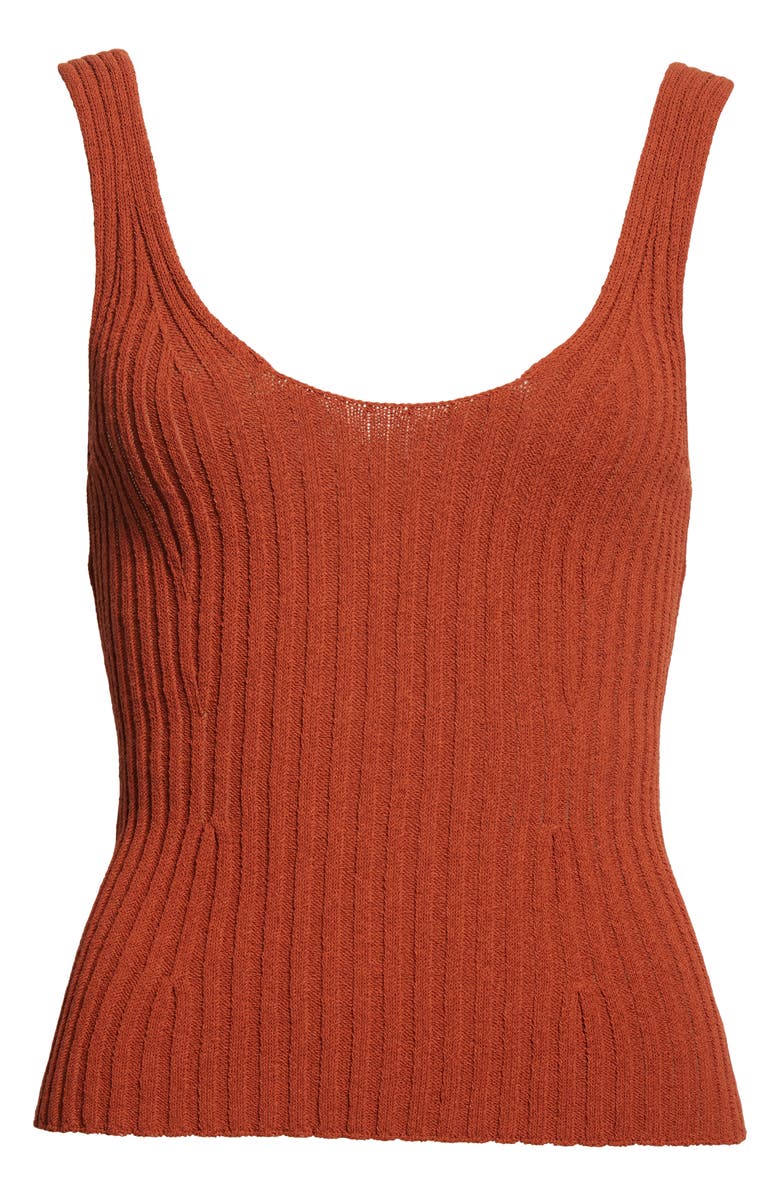 Vince Rib Tie Back Cotton Blend Tank Top, Alternate, color, Rust Amber