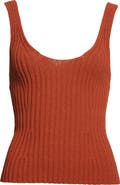 Vince Rib Tie Back Cotton Blend Tank Top