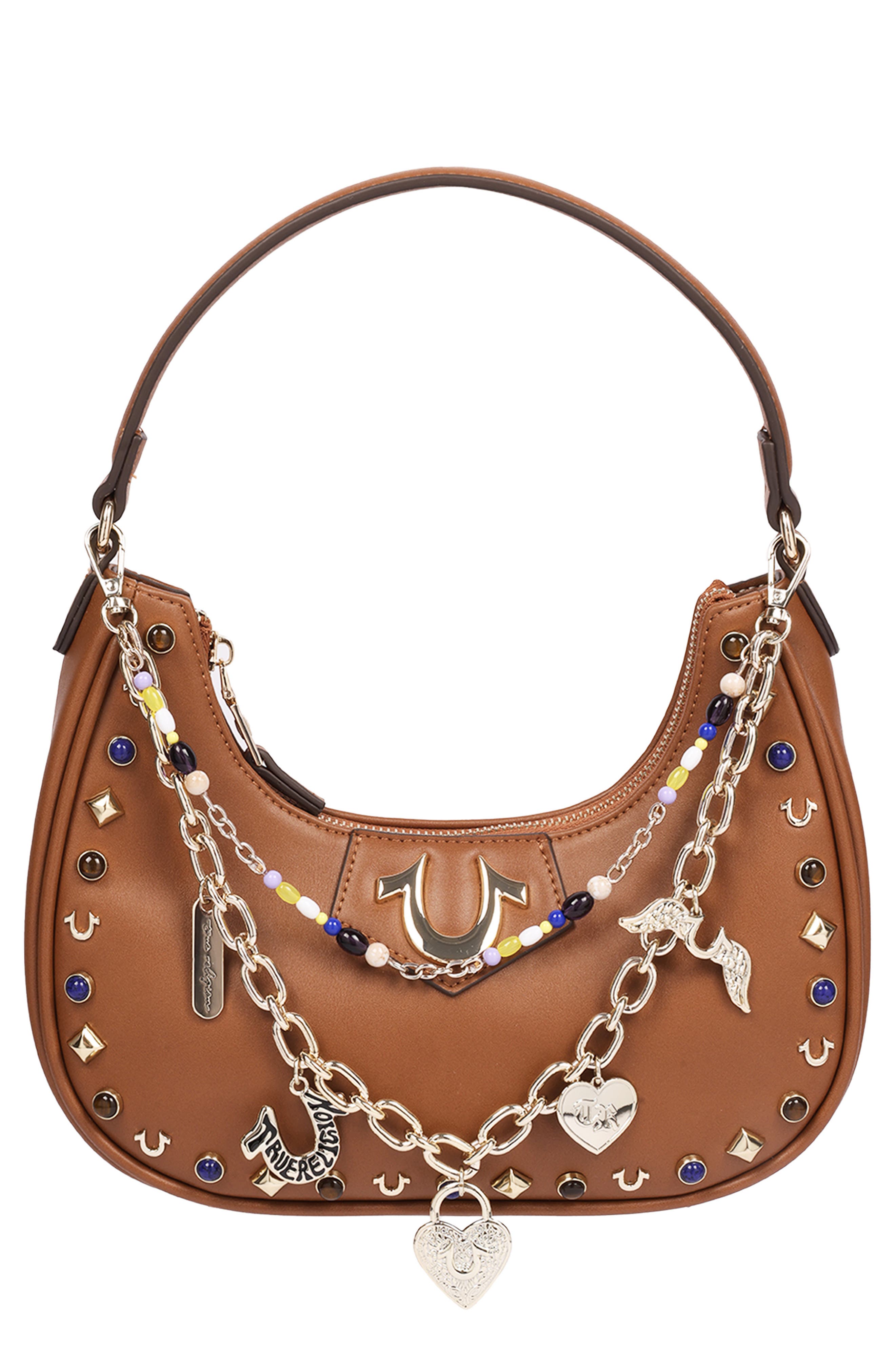 Chain and Studded Faux Leather Hobo