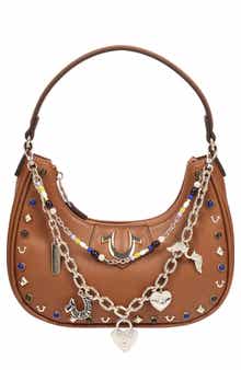 Chain and Studded Faux Leather Hobo
