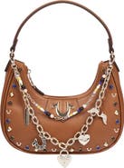 True Religion Chain and Studded Faux Leather Hobo