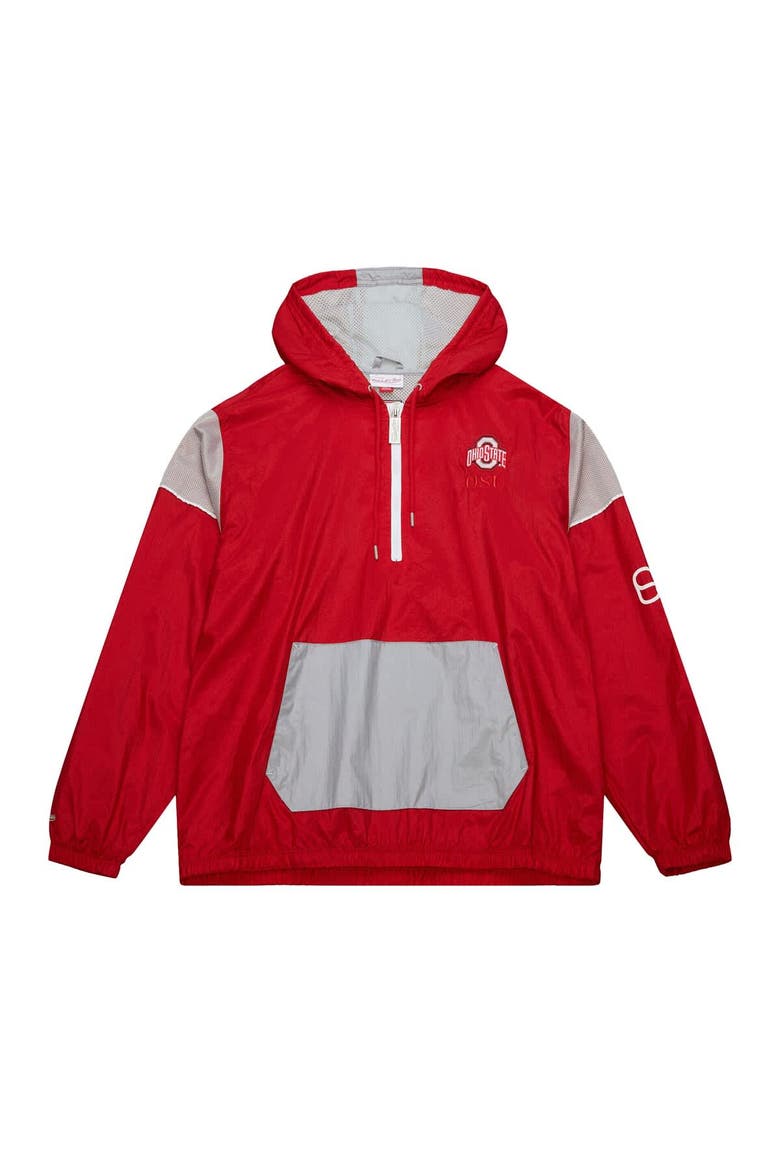 Men's Mitchell & Ness Scarlet Ohio State Buckeyes Team 3.0 Anorak Half-Zip Hoodie, Alternate, color, Scarlet