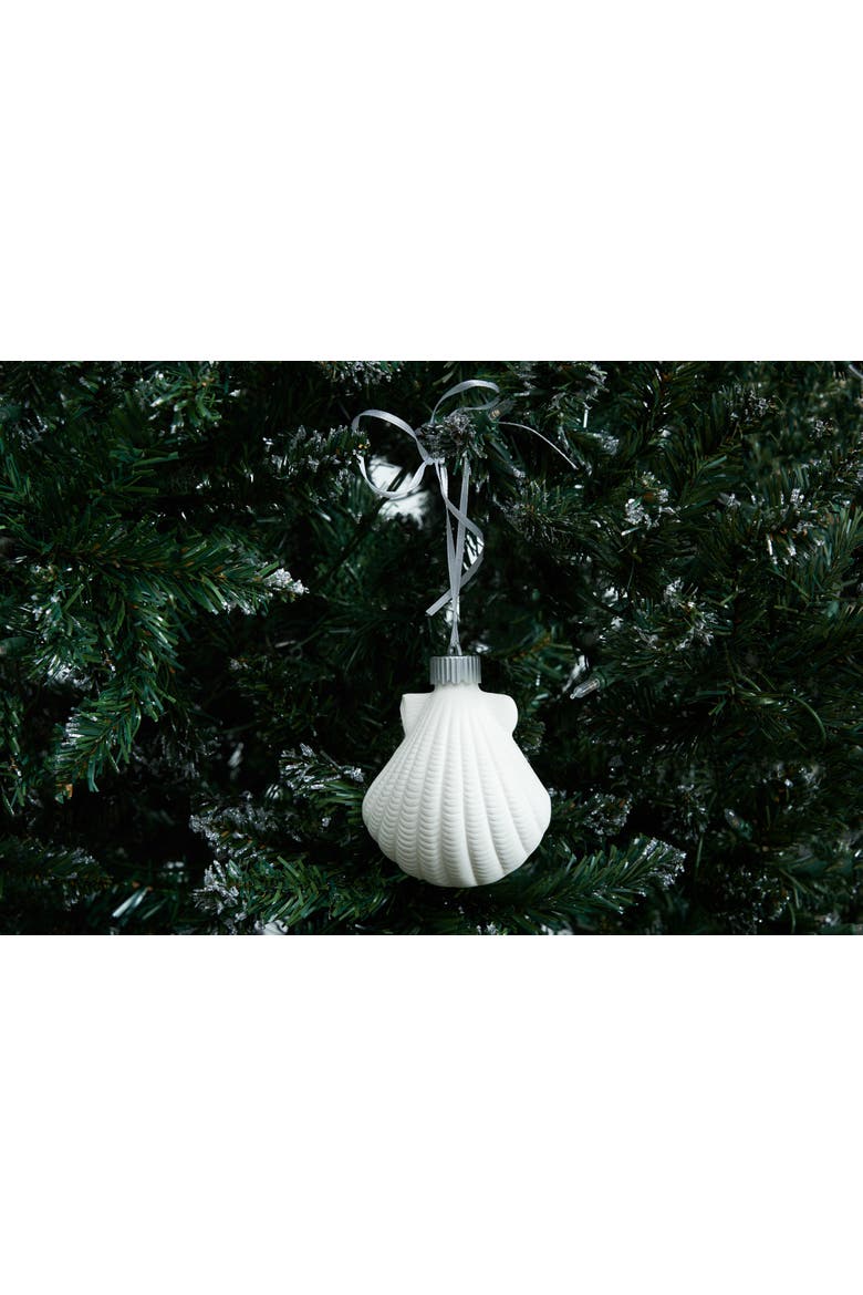 Fan Shells Light-Up LED Christmas Tree Ornament, Alternate, color, White