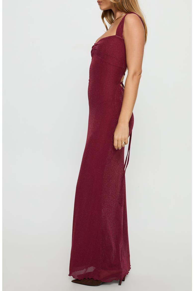 Crisanto Sparkle Lace-Up Gown, Alternate, color, BURGUNDY