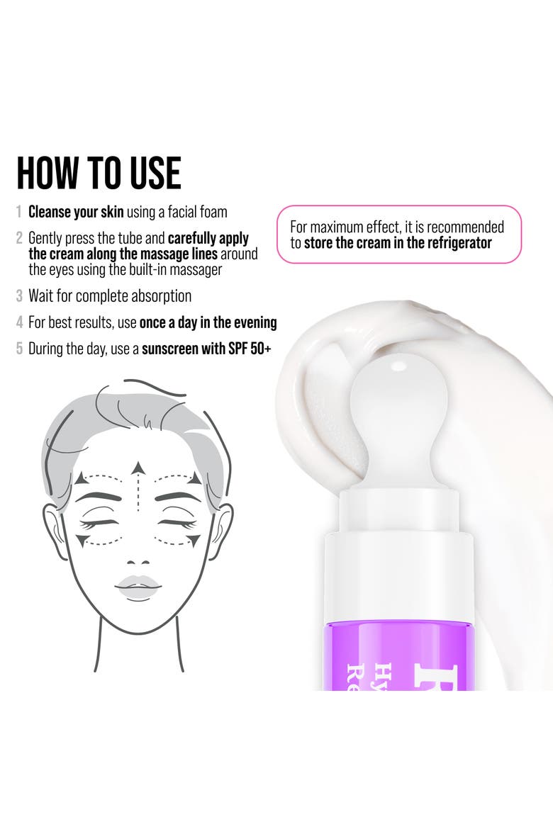 Eye Cream with Retinol for Moisturizing & Smoothing Skin with Cooling Ceramic Applicator, Alternate, color, White