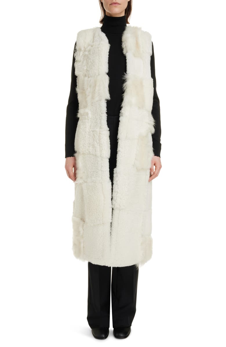 Chloé Genuine Shearling Patchwork Duster Vest, Main, color, 