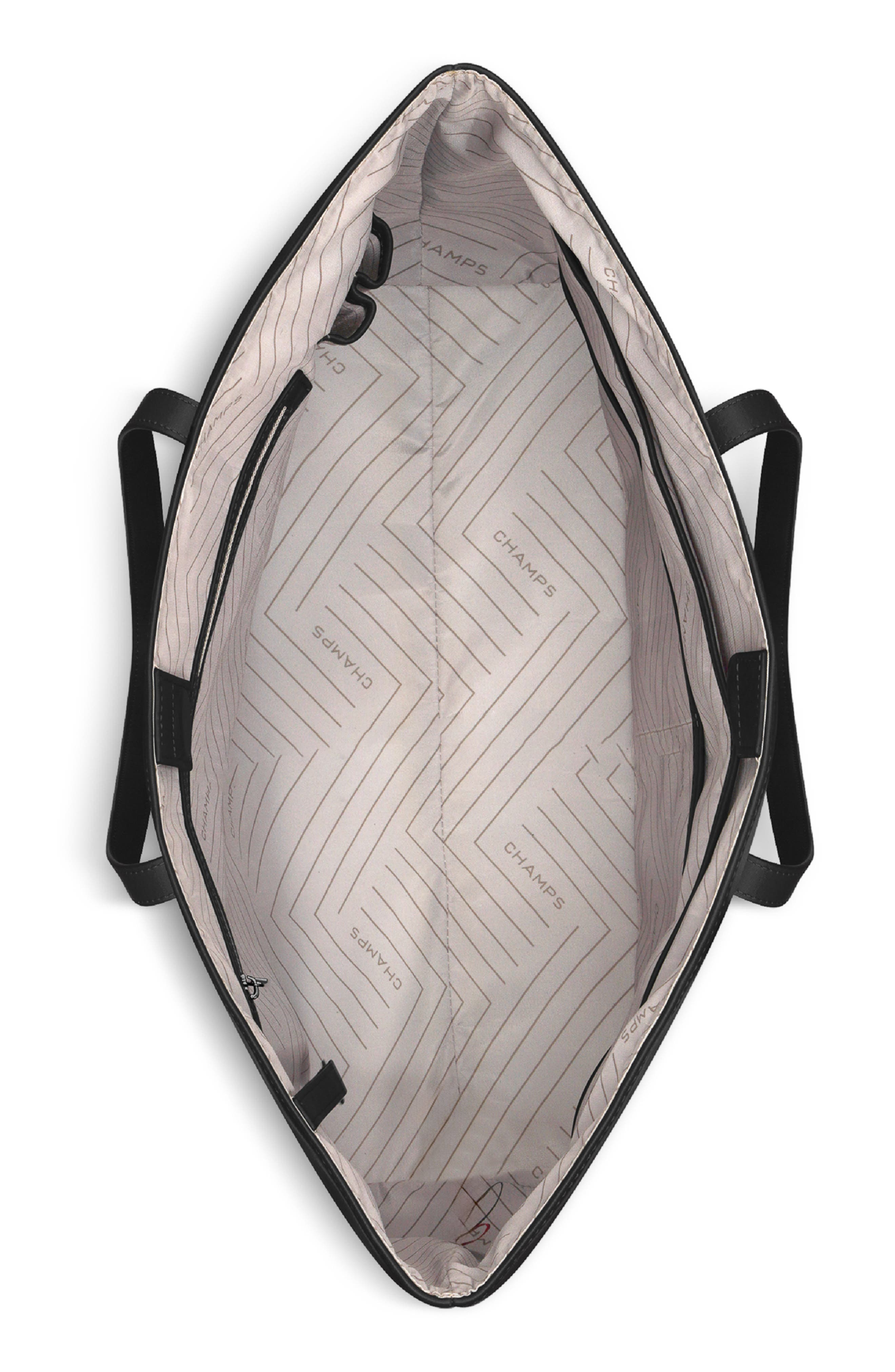 Onyx Leather Open Tote, Alternate, color, BLACK