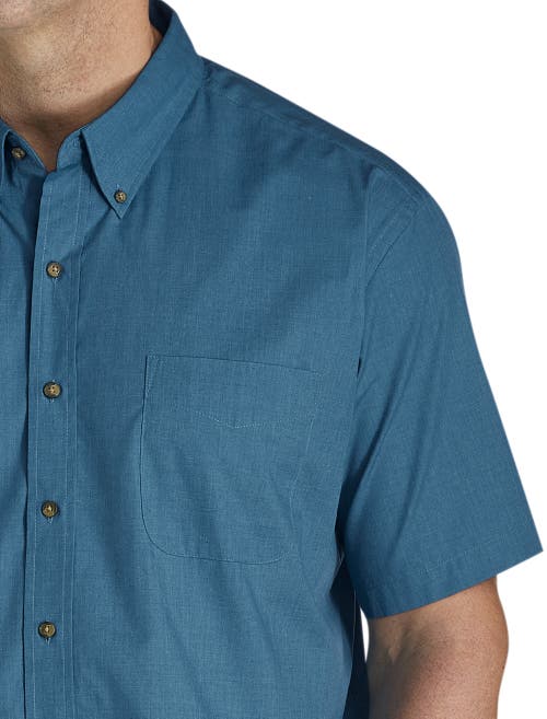 Harbor Bay By Dxl Easy-care Solid Sport Shirt In Blue
