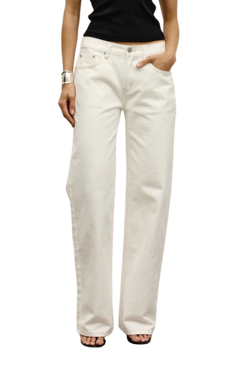 Avery Mid Rise Relaxed Straight Leg Jeans, Main, color, GEISHA WHITE