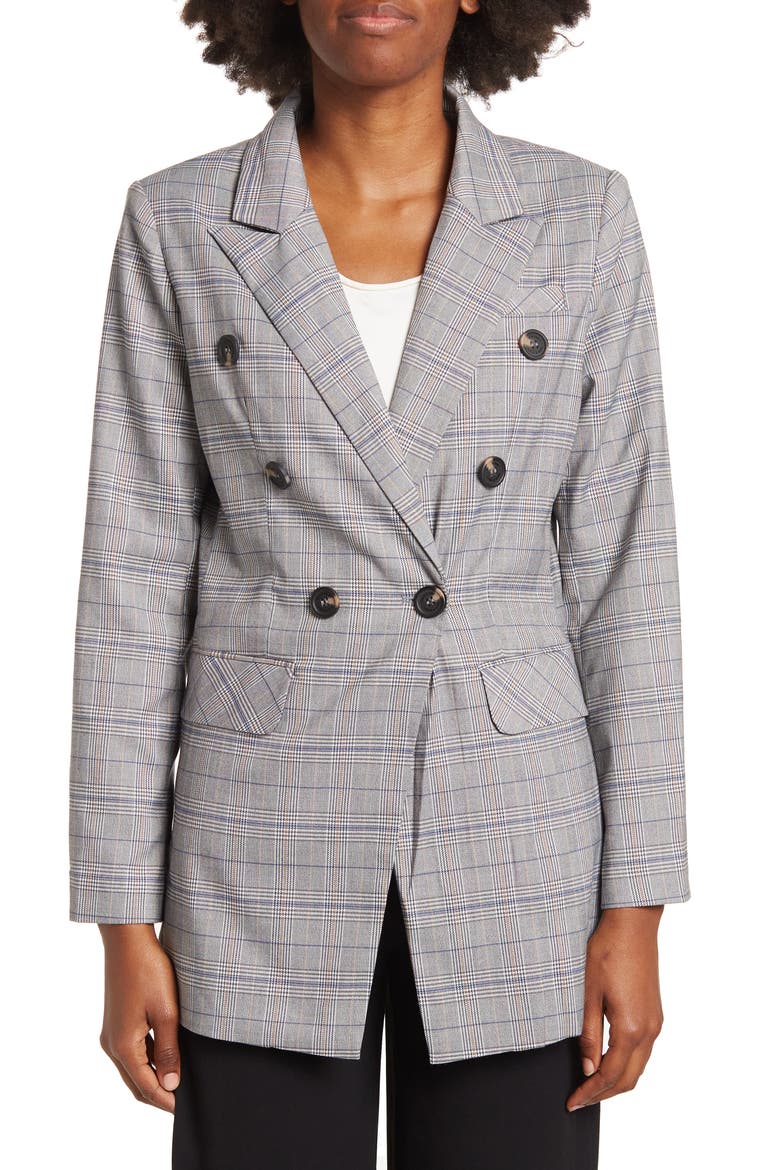 Too Cool For Work Plaid Blazer, Alternate, color, CHARCOAL