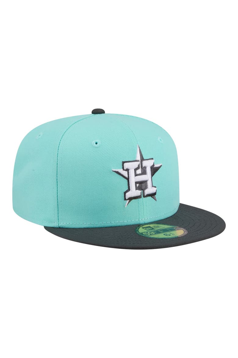 Men's New Era Turquoise/Charcoal Houston Astros Two-Tone Color Pack 59FIFTY Fitted Hat, Alternate, color, Turquoise
