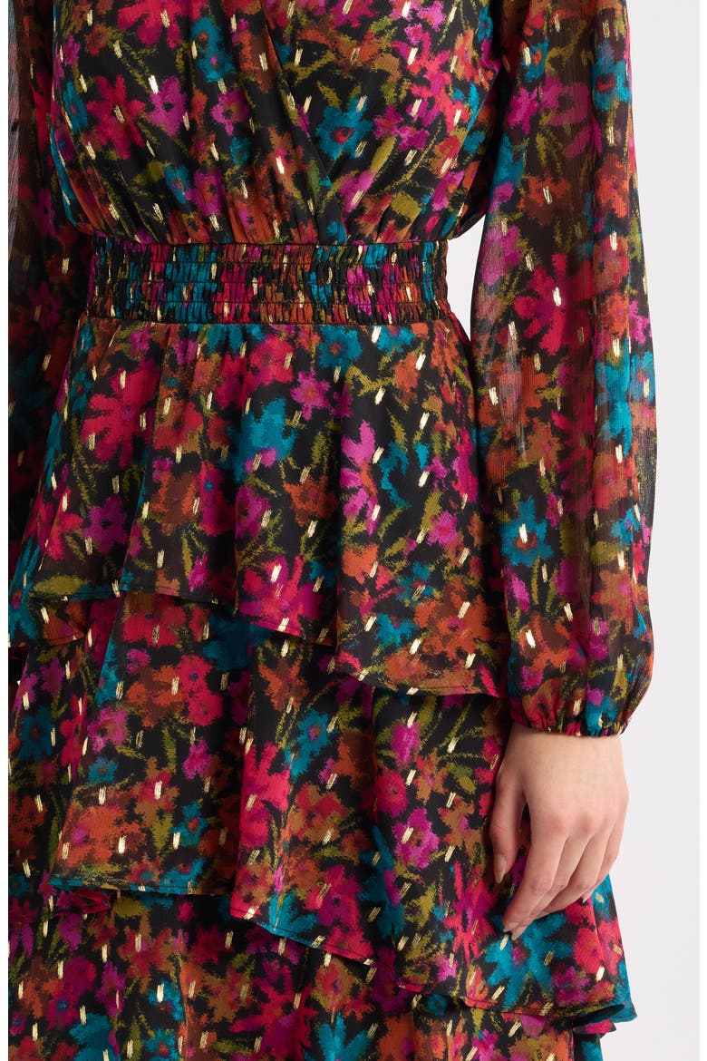 Tiered Midi Dress, Alternate, color, ANNE BLACK MULTI