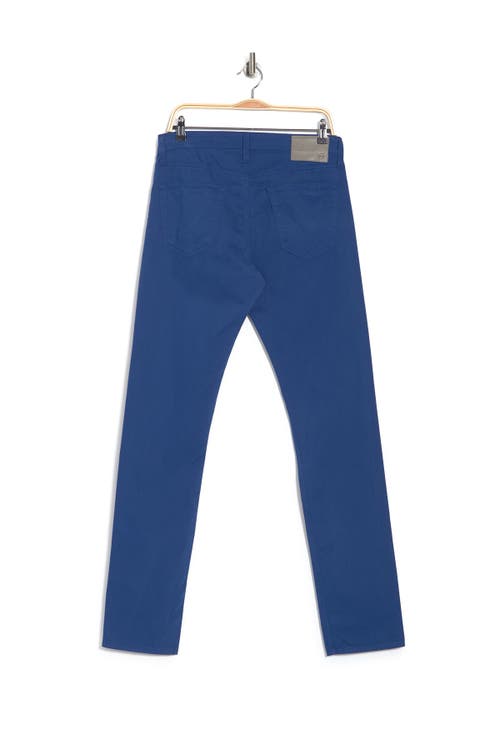 Ag Everett Sueded Stretch Sateen Slim Straight Leg Pants In Blue