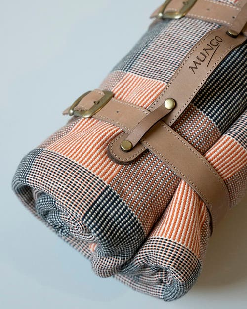 Mungo Picnic Blanket Cotton Rib Weave In Apricot