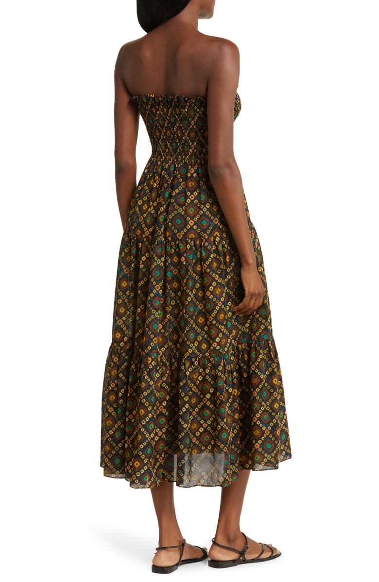 Ulla Johnson Lucca Batik Print Strapless Cover-Up Dress, Alternate, color, 