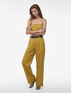 Koton Linen Blend Square Neck Strappy Top With Overlay