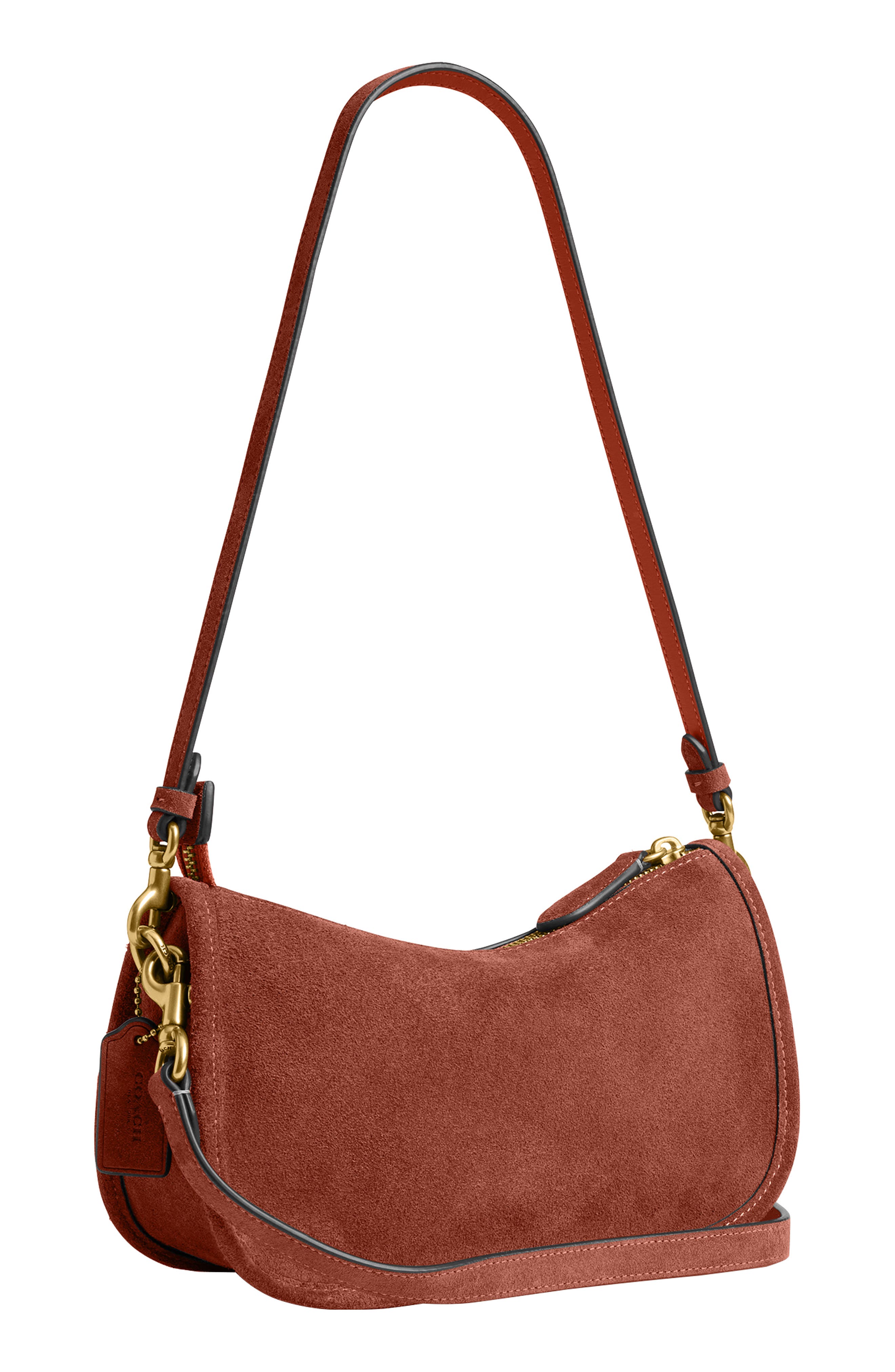 COACH Waverly Suede Shoulder Bag, Alternate, color, Clay