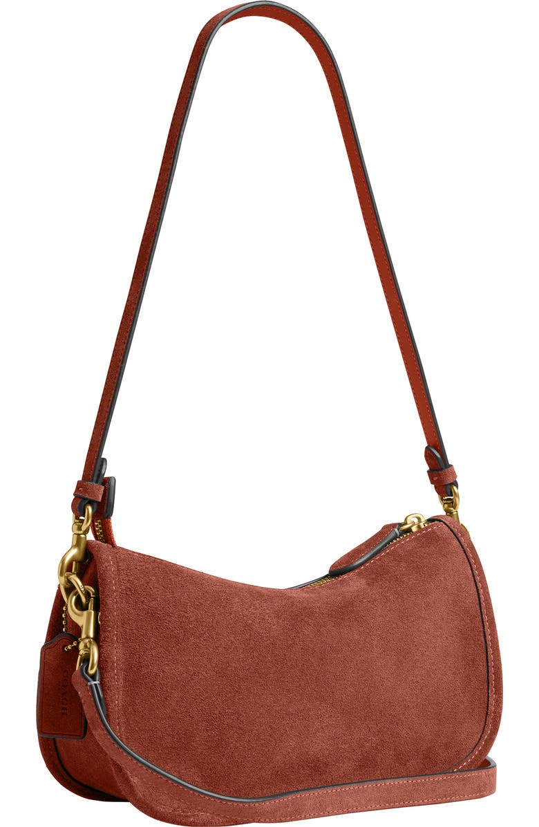 COACH Waverly Suede Shoulder Bag, Alternate, color, Clay