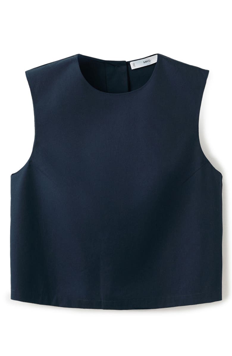 MANGO Back Button Crop Top, Alternate, color, Navy