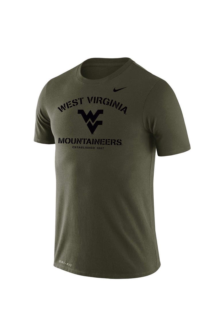 Men's Nike Olive West Virginia Mountaineers Stencil Arch Performance T-Shirt, Alternate, color, Olive