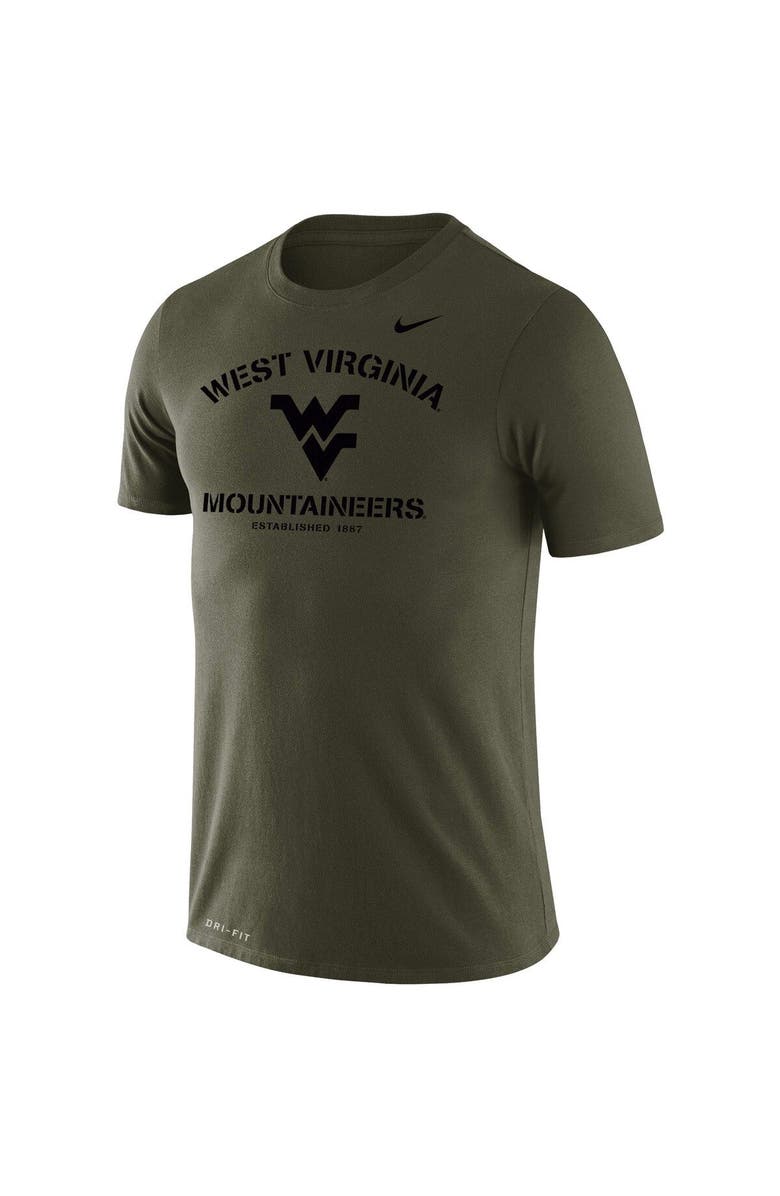 Nike Men's Nike Olive West Virginia Mountaineers Stencil Arch Performance T-Shirt, Alternate, color, 