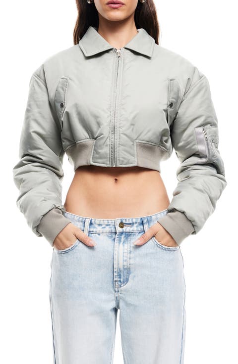 Essential Crop Bomber Jacket