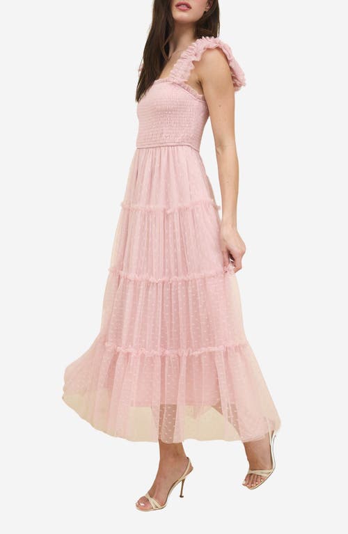 BLU PEPPER BLU PEPPER MESH SMOCKED TIERED MIDI DRESS