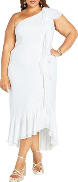 City Chic Izabela One-Shoulder Ruffle Maxi Dress