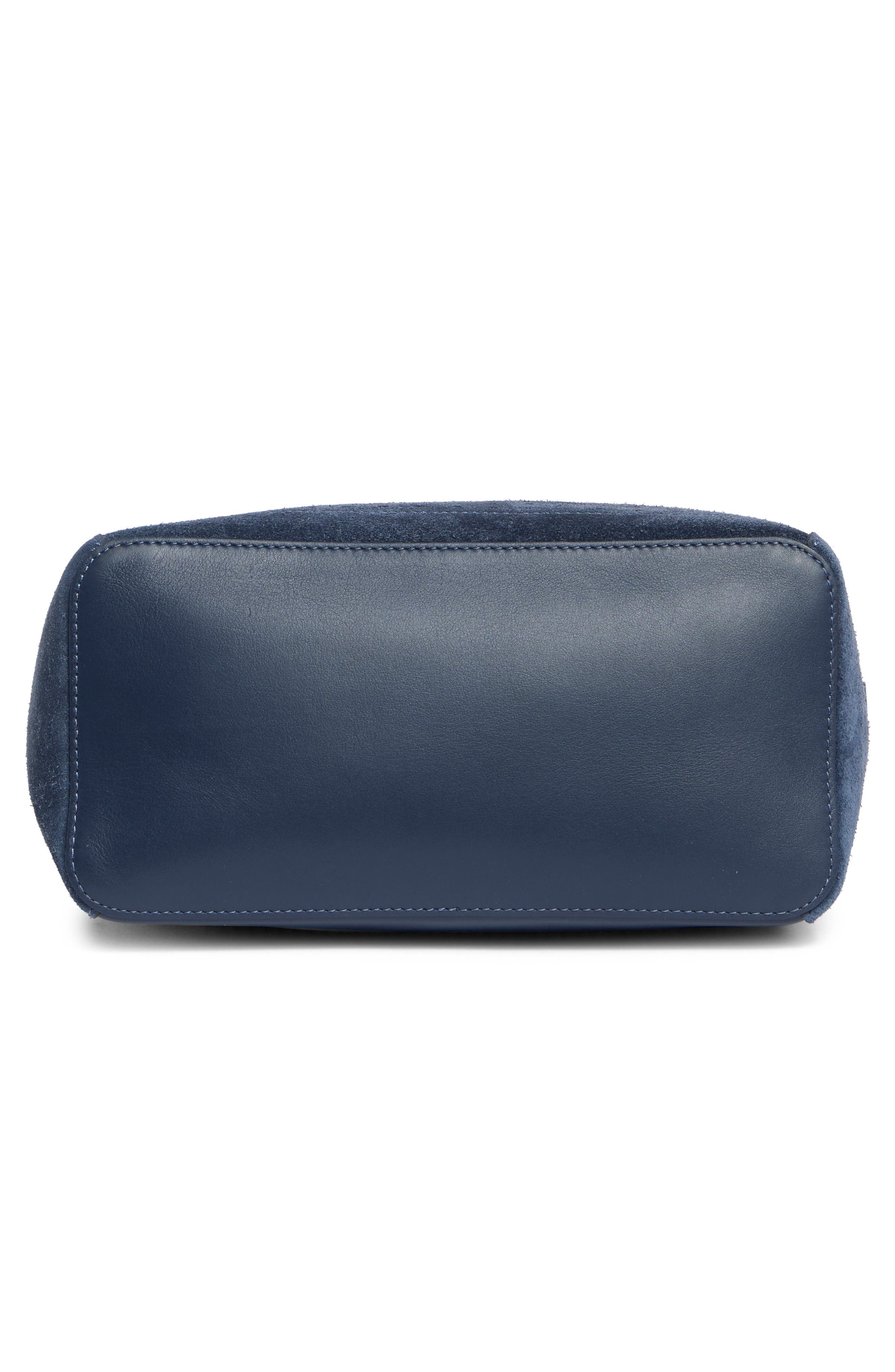 Longchamp Mademoiselle Leather Bucket Bag, Alternate, color, Pilot Blue