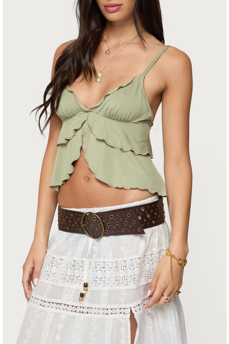 Kailan Ruffle Babydoll Camisole, Alternate, color, SAGE