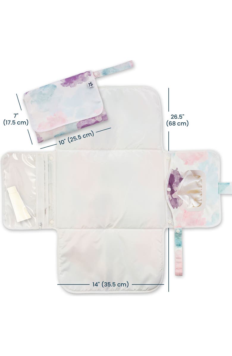 Tiny Twinkle Portable/Foldable Waterproof Diaper Changing Pad with Smart Wipes Pocket, Alternate, color, Cotton Candy