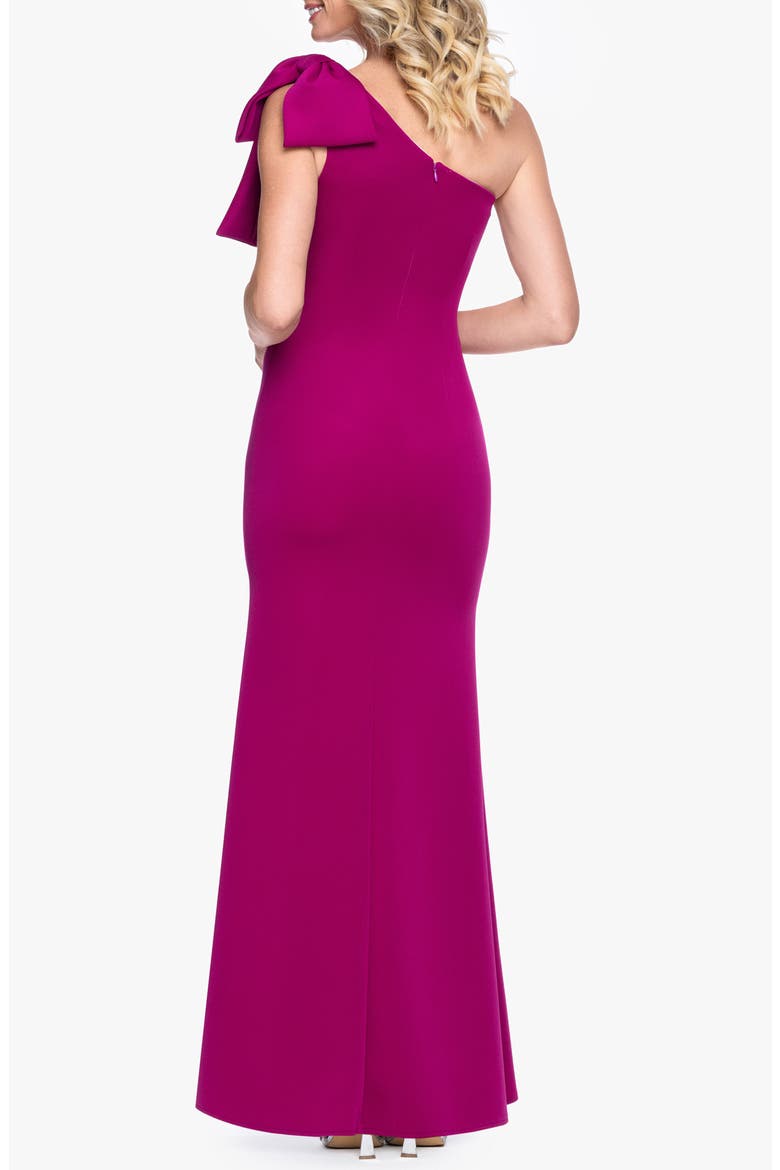 One-Shoulder Scuba Crepe Gown, Alternate, color, FUSHIA